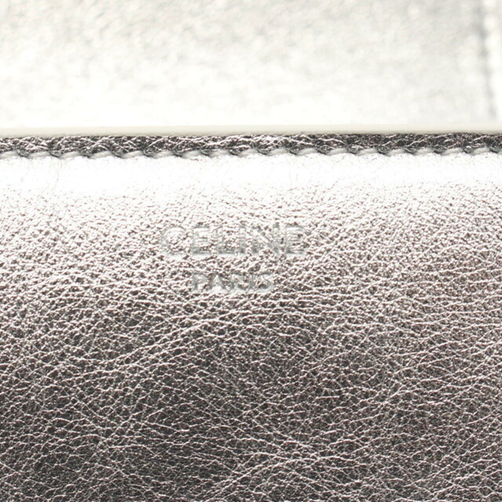Celine Triomphe Wallet Flap Leather Silver Trifold - Picture 4 of 5